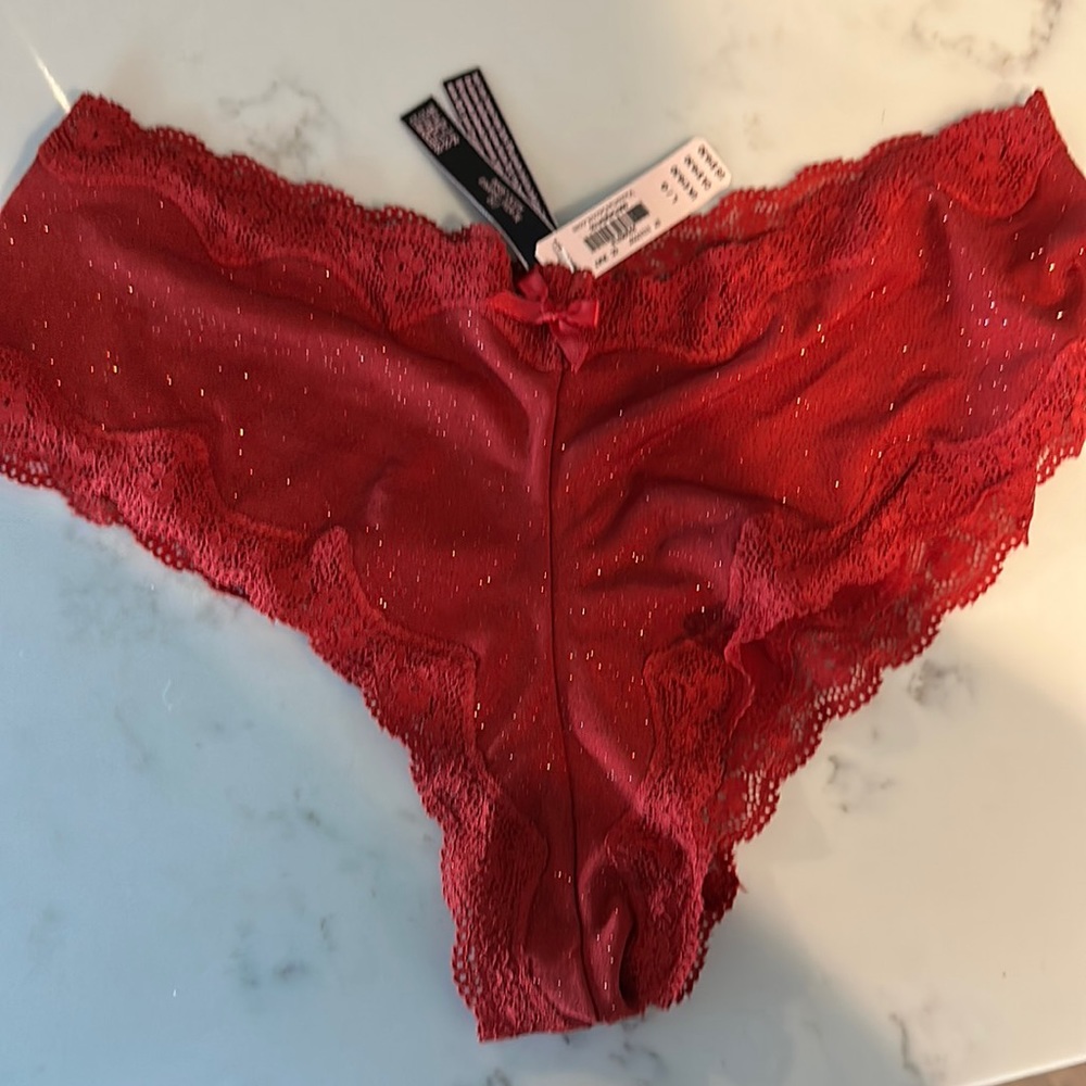NWT, Victoria’s Secret cheeky style, shimmer red underwear Large L
